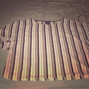 White, Black and Tan blouse